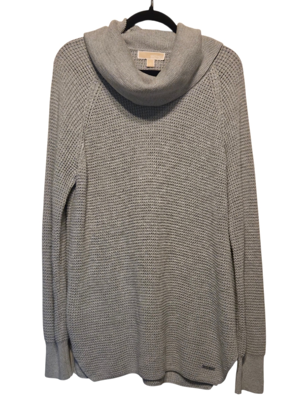 Michael Kors Ribbed Light Gray Knit Cowl Neck Sweater Dress